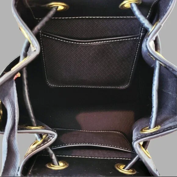 Vintage Dooney & Bourke Black Canvas Drawstring Tote | Made in USA - Picture 10 of 16